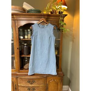 Frayed Hem Western Denim Dress Size 2 Cotton Country Cowgirl